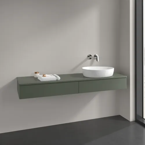 Bild von VILLEROY BOCH Antao Waschbeckenunterschrank, 2 Auszüge, 1600 x 190 x 500 mm, Front ohne Struktur, Leaf Green Matt Lacquer / Leaf Green Matt Lacquer #K16010HL