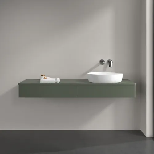 Bild von VILLEROY BOCH Antao Waschbeckenunterschrank, 2 Auszüge, 1600 x 190 x 500 mm, Front ohne Struktur, Leaf Green Matt Lacquer / Leaf Green Matt Lacquer #K16010HL