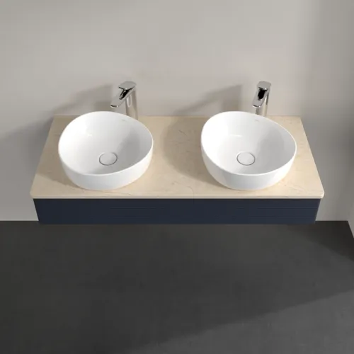 Bild von VILLEROY BOCH Antao Waschbeckenunterschrank, 1 Auszug, 1200 x 190 x 500 mm, Front mit Struktur, Midnight Blue Matt Lacquer / Botticino #K13153HG