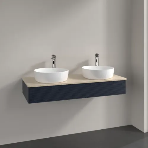 Bild von VILLEROY BOCH Antao Waschbeckenunterschrank, 1 Auszug, 1200 x 190 x 500 mm, Front mit Struktur, Midnight Blue Matt Lacquer / Botticino #K13153HG