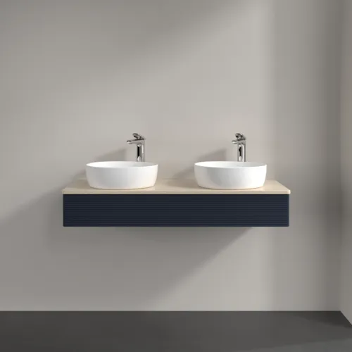Bild von VILLEROY BOCH Antao Waschbeckenunterschrank, 1 Auszug, 1200 x 190 x 500 mm, Front mit Struktur, Midnight Blue Matt Lacquer / Botticino #K13153HG