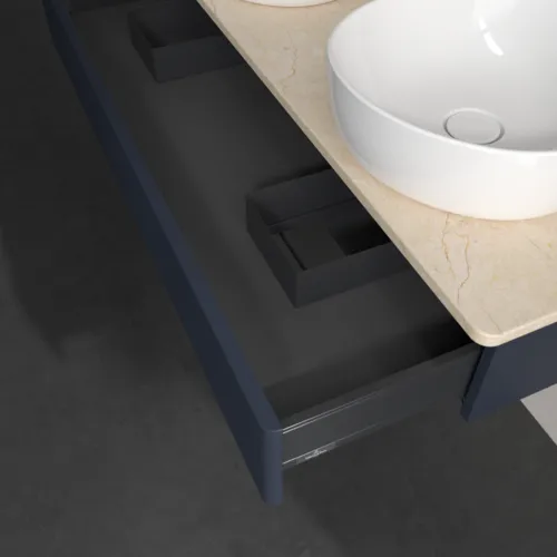 Bild von VILLEROY BOCH Antao Waschbeckenunterschrank, 1 Auszug, 1200 x 190 x 500 mm, Front mit Struktur, Midnight Blue Matt Lacquer / Botticino #K13153HG