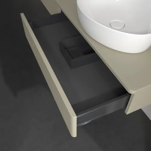 Obrázek VILLEROY BOCH Antao Vanity unit, 2 pull-out compartments, 1600 x 190 x 500 mm, Front with grain texture, Stone Grey Matt Lacquer / Stone Grey Matt Lacquer #K16110HK