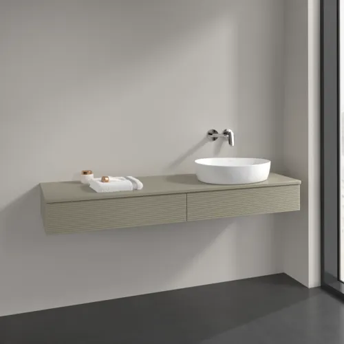 Obrázek VILLEROY BOCH Antao Vanity unit, 2 pull-out compartments, 1600 x 190 x 500 mm, Front with grain texture, Stone Grey Matt Lacquer / Stone Grey Matt Lacquer #K16110HK