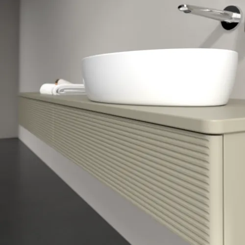 Obrázek VILLEROY BOCH Antao Vanity unit, 2 pull-out compartments, 1600 x 190 x 500 mm, Front with grain texture, Stone Grey Matt Lacquer / Stone Grey Matt Lacquer #K16110HK