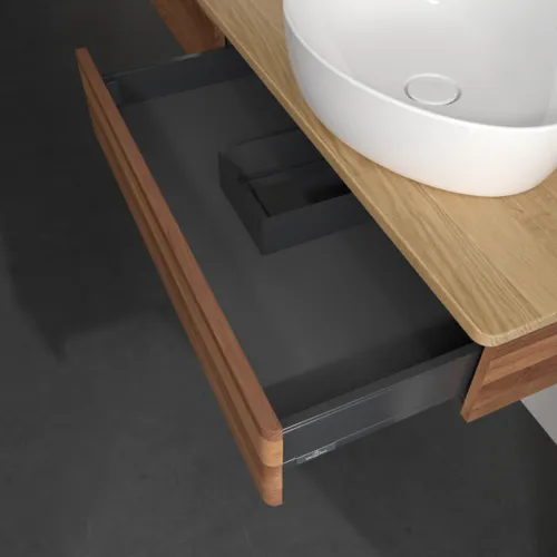 VILLEROY BOCH Antao Waschbeckenunterschrank, 2 Auszüge, 1600 x 190 x 500 mm, Front ohne Struktur, Warm Walnut / Honey Oak #K17051HM, Bild 5