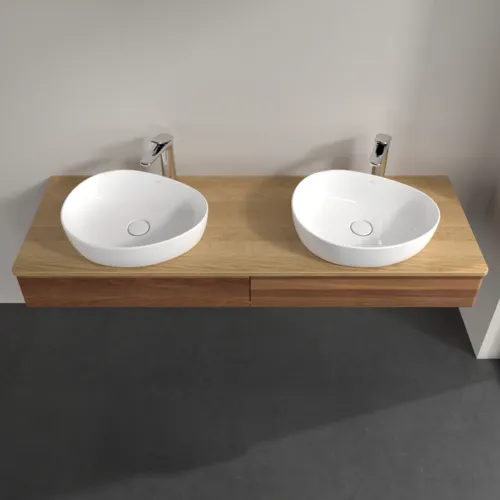 VILLEROY BOCH Antao Waschbeckenunterschrank, 2 Auszüge, 1600 x 190 x 500 mm, Front ohne Struktur, Warm Walnut / Honey Oak #K17051HM, Bild 4
