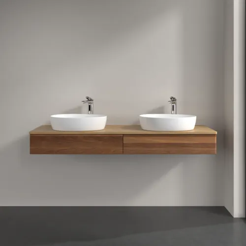VILLEROY BOCH Antao Waschbeckenunterschrank, 2 Auszüge, 1600 x 190 x 500 mm, Front ohne Struktur, Warm Walnut / Honey Oak #K17051HM, Bild 3