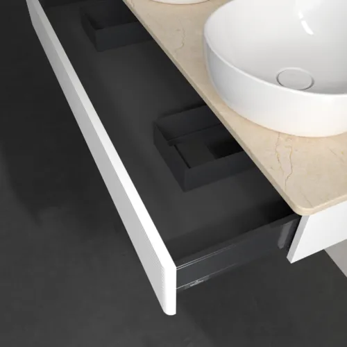 Bild von VILLEROY BOCH Antao Waschbeckenunterschrank, 1 Auszug, 1200 x 190 x 500 mm, Front mit Struktur, White Matt Lacquer / Botticino #K13153MT