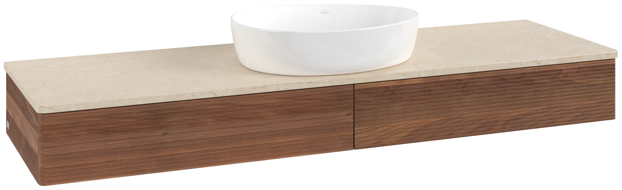 VILLEROY BOCH Antao Vanity unit, 2 pull-out compartments, 1600 x 190 x 500 mm, Front with grain texture, Warm Walnut / Botticino #K14113HM resmi