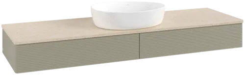 VILLEROY BOCH Antao Vanity unit, 2 pull-out compartments, 1600 x 190 x 500 mm, Front with grain texture, Stone Grey Matt Lacquer / Botticino #K14113HK resmi