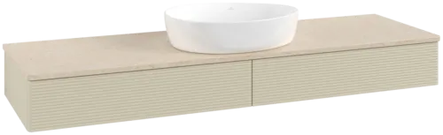 VILLEROY BOCH Antao Vanity unit, 2 pull-out compartments, 1600 x 190 x 500 mm, Front with grain texture, Silk Grey Matt Lacquer / Botticino #K14113HJ resmi