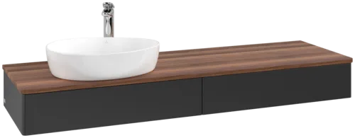VILLEROY BOCH Antao Vanity unit, 2 pull-out compartments, 1600 x 190 x 500 mm, Front without structure, Black Matt Lacquer / Warm Walnut #K15052PD resmi