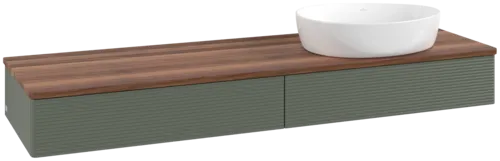 VILLEROY BOCH Antao Vanity unit, 2 pull-out compartments, 1600 x 190 x 500 mm, Front with grain texture, Leaf Green Matt Lacquer / Warm Walnut #K16112HL resmi