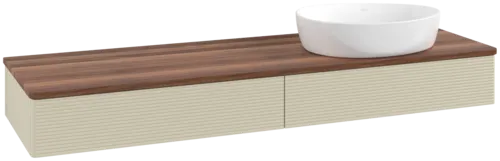 VILLEROY BOCH Antao Vanity unit, 2 pull-out compartments, 1600 x 190 x 500 mm, Front with grain texture, Silk Grey Matt Lacquer / Warm Walnut #K16112HJ resmi