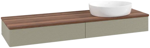 VILLEROY BOCH Antao Vanity unit, 2 pull-out compartments, 1600 x 190 x 500 mm, Front with grain texture, Stone Grey Matt Lacquer / Warm Walnut #K16112HK resmi
