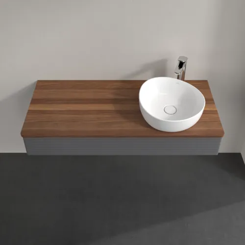Bild von VILLEROY BOCH Antao Waschbeckenunterschrank, 1 Auszug, 1200 x 190 x 500 mm, Front mit Struktur, Anthracite Matt Lacquer / Warm Walnut #K12152GK