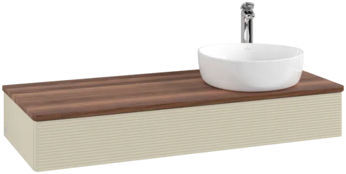 Picture of VILLEROY BOCH Antao Vanity unit, 1 pull-out compartment, 1200 x 190 x 500 mm, Front with grain texture, Silk Grey Matt Lacquer / Warm Walnut #K12152HJ