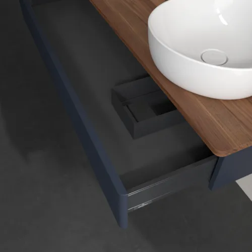 VILLEROY BOCH Antao Waschbeckenunterschrank, 1 Auszug, 1200 x 190 x 500 mm, Front mit Struktur, Midnight Blue Matt Lacquer / Warm Walnut #K12152HG, Bild 7