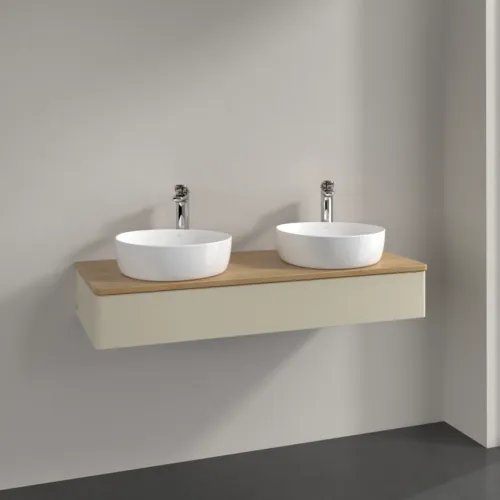 Bild von VILLEROY BOCH Antao Waschbeckenunterschrank, 1 Auszug, 1200 x 190 x 500 mm, Front ohne Struktur, Silk Grey Matt Lacquer / Honey Oak #K13051HJ