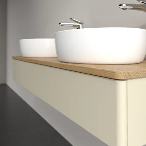 Bild von VILLEROY BOCH Antao Waschbeckenunterschrank, 1 Auszug, 1200 x 190 x 500 mm, Front ohne Struktur, Silk Grey Matt Lacquer / Honey Oak #K13051HJ