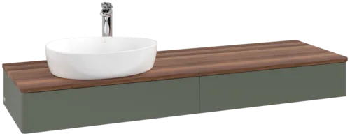 VILLEROY BOCH Antao Vanity unit, 2 pull-out compartments, 1600 x 190 x 500 mm, Front without structure, Leaf Green Matt Lacquer / Warm Walnut #K15052HL resmi