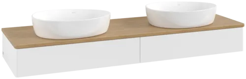 VILLEROY BOCH Antao Vanity unit, 2 pull-out compartments, 1600 x 190 x 500 mm, Front without structure, White Matt Lacquer / Honey Oak #K17011MT resmi
