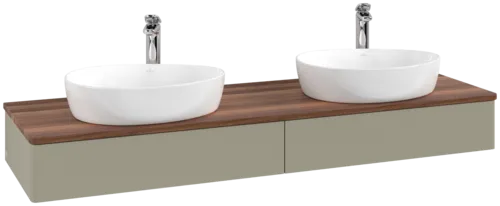 VILLEROY BOCH Antao Vanity unit, 2 pull-out compartments, 1600 x 190 x 500 mm, Front without structure, Stone Grey Matt Lacquer / Warm Walnut #K17052HK resmi