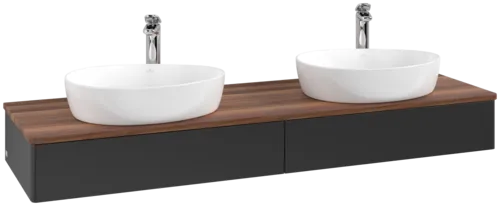 VILLEROY BOCH Antao Vanity unit, 2 pull-out compartments, 1600 x 190 x 500 mm, Front without structure, Black Matt Lacquer / Warm Walnut #K17052PD resmi