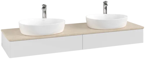 VILLEROY BOCH Antao Vanity unit, 2 pull-out compartments, 1600 x 190 x 500 mm, Front without structure, Glossy White Lacquer / Botticino #K17053GF resmi