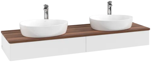 VILLEROY BOCH Antao Vanity unit, 2 pull-out compartments, 1600 x 190 x 500 mm, Front without structure, White Matt Lacquer / Warm Walnut #K17052MT resmi