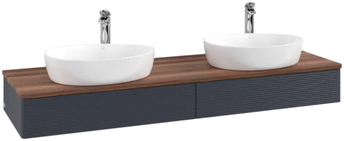 VILLEROY BOCH Antao Vanity unit, 2 pull-out compartments, 1600 x 190 x 500 mm, Front with grain texture, Midnight Blue Matt Lacquer / Warm Walnut #K17152HG resmi