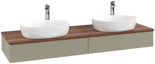 VILLEROY BOCH Antao Vanity unit, 2 pull-out compartments, 1600 x 190 x 500 mm, Front with grain texture, Stone Grey Matt Lacquer / Warm Walnut #K17152HK resmi