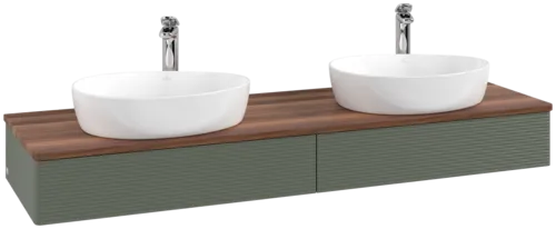 VILLEROY BOCH Antao Vanity unit, 2 pull-out compartments, 1600 x 190 x 500 mm, Front with grain texture, Leaf Green Matt Lacquer / Warm Walnut #K17152HL resmi