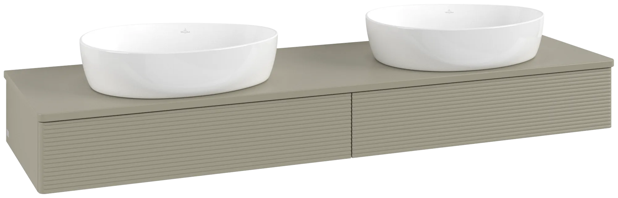 VILLEROY BOCH Antao Vanity unit, 2 pull-out compartments, 1600 x 190 x 500 mm, Front with grain texture, Stone Grey Matt Lacquer / Stone Grey Matt Lacquer #K17150HK resmi