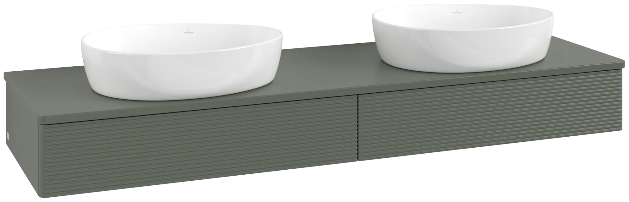 VILLEROY BOCH Antao Vanity unit, 2 pull-out compartments, 1600 x 190 x 500 mm, Front with grain texture, Leaf Green Matt Lacquer / Leaf Green Matt Lacquer #K17150HL resmi