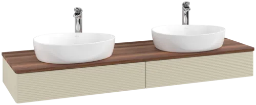 VILLEROY BOCH Antao Vanity unit, 2 pull-out compartments, 1600 x 190 x 500 mm, Front with grain texture, Silk Grey Matt Lacquer / Warm Walnut #K17152HJ resmi