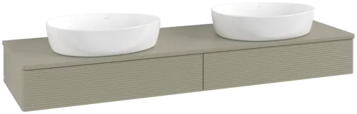 VILLEROY BOCH Antao Vanity unit, 2 pull-out compartments, 1600 x 190 x 500 mm, Front with grain texture, Stone Grey Matt Lacquer / Stone Grey Matt Lacquer #K17110HK resmi