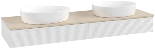 VILLEROY BOCH Antao Vanity unit, 2 pull-out compartments, 1600 x 190 x 500 mm, Front with grain texture, Glossy White Lacquer / Botticino #K17113GF resmi