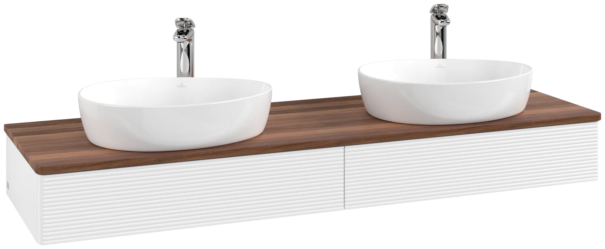 VILLEROY BOCH Antao Vanity unit, 2 pull-out compartments, 1600 x 190 x 500 mm, Front with grain texture, White Matt Lacquer / Warm Walnut #K17152MT resmi