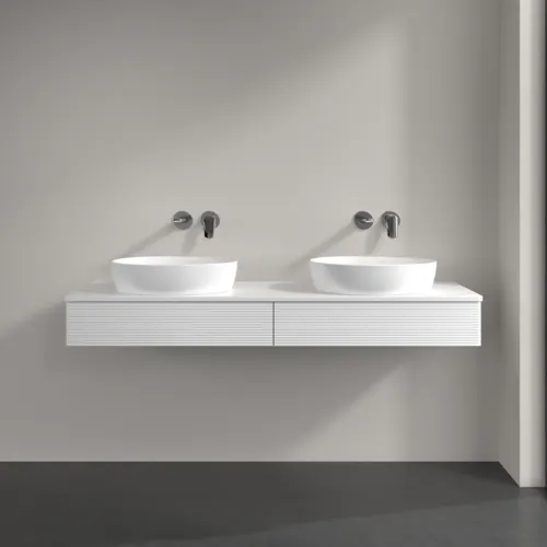 Bild von VILLEROY BOCH Antao Waschbeckenunterschrank, 2 Auszüge, 1600 x 190 x 500 mm, Front mit Struktur, White Matt Lacquer / White Matt Lacquer #K17110MT