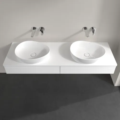 Bild von VILLEROY BOCH Antao Waschbeckenunterschrank, 2 Auszüge, 1600 x 190 x 500 mm, Front mit Struktur, White Matt Lacquer / White Matt Lacquer #K17110MT