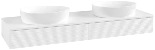 VILLEROY BOCH Antao Vanity unit, 2 pull-out compartments, 1600 x 190 x 500 mm, Front with grain texture, White Matt Lacquer / White Matt Lacquer #K17110MT resmi