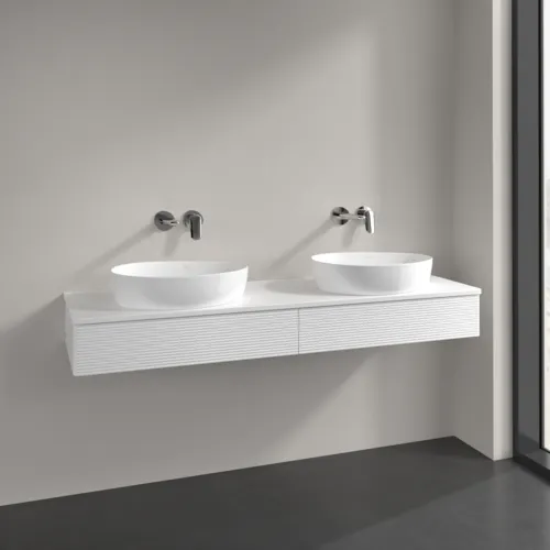 Bild von VILLEROY BOCH Antao Waschbeckenunterschrank, 2 Auszüge, 1600 x 190 x 500 mm, Front mit Struktur, White Matt Lacquer / White Matt Lacquer #K17110MT