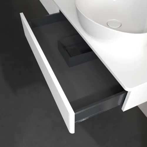 Bild von VILLEROY BOCH Antao Waschbeckenunterschrank, 2 Auszüge, 1600 x 190 x 500 mm, Front mit Struktur, White Matt Lacquer / White Matt Lacquer #K17110MT