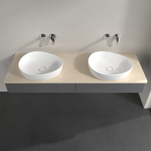Bild von VILLEROY BOCH Antao Waschbeckenunterschrank, 2 Auszüge, 1600 x 190 x 500 mm, Front mit Struktur, Anthracite Matt Lacquer / Botticino #K17113GK