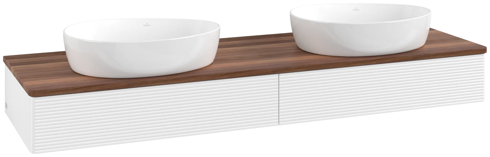 VILLEROY BOCH Antao Vanity unit, 2 pull-out compartments, 1600 x 190 x 500 mm, Front with grain texture, White Matt Lacquer / Warm Walnut #K17112MT resmi