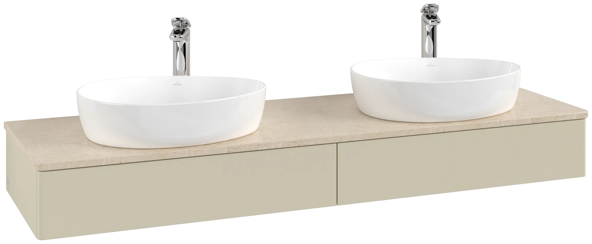 VILLEROY BOCH Antao Vanity unit, 2 pull-out compartments, 1600 x 190 x 500 mm, Front without structure, Silk Grey Matt Lacquer / Botticino #K17053HJ resmi
