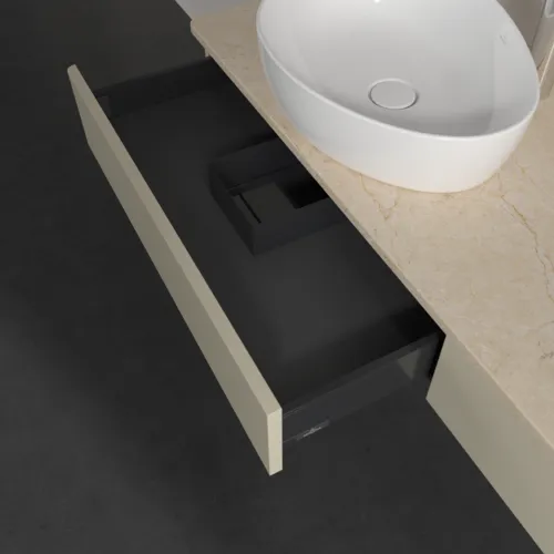 Bild von VILLEROY BOCH Antao Waschbeckenunterschrank, 2 Auszüge, 1600 x 190 x 500 mm, Front ohne Struktur, Silk Grey Matt Lacquer / Botticino #K17053HJ