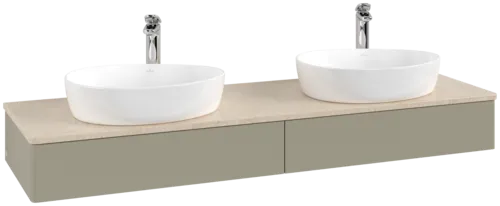 VILLEROY BOCH Antao Vanity unit, 2 pull-out compartments, 1600 x 190 x 500 mm, Front without structure, Stone Grey Matt Lacquer / Botticino #K17053HK resmi